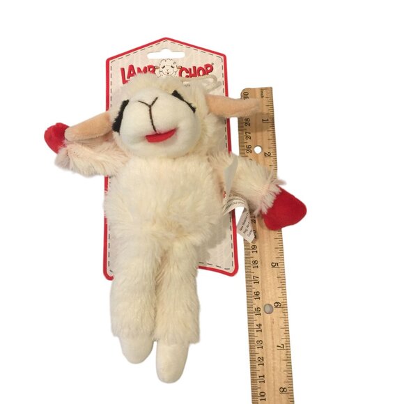 Lamb Chop Mini 8" Floppy Plush Dog Toy Cream Red - Picture 2 of 3